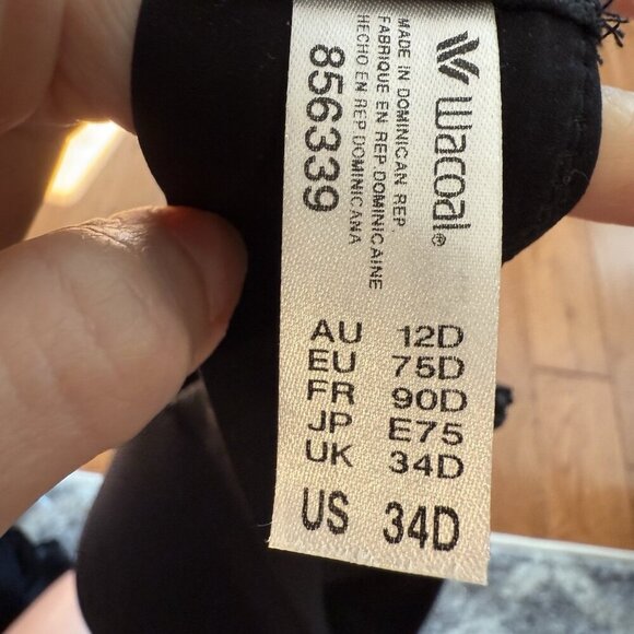 Wacoal Bra Support Coverage Women's Black Wire Free Black Bra Size 34D - Picture 8 of 9